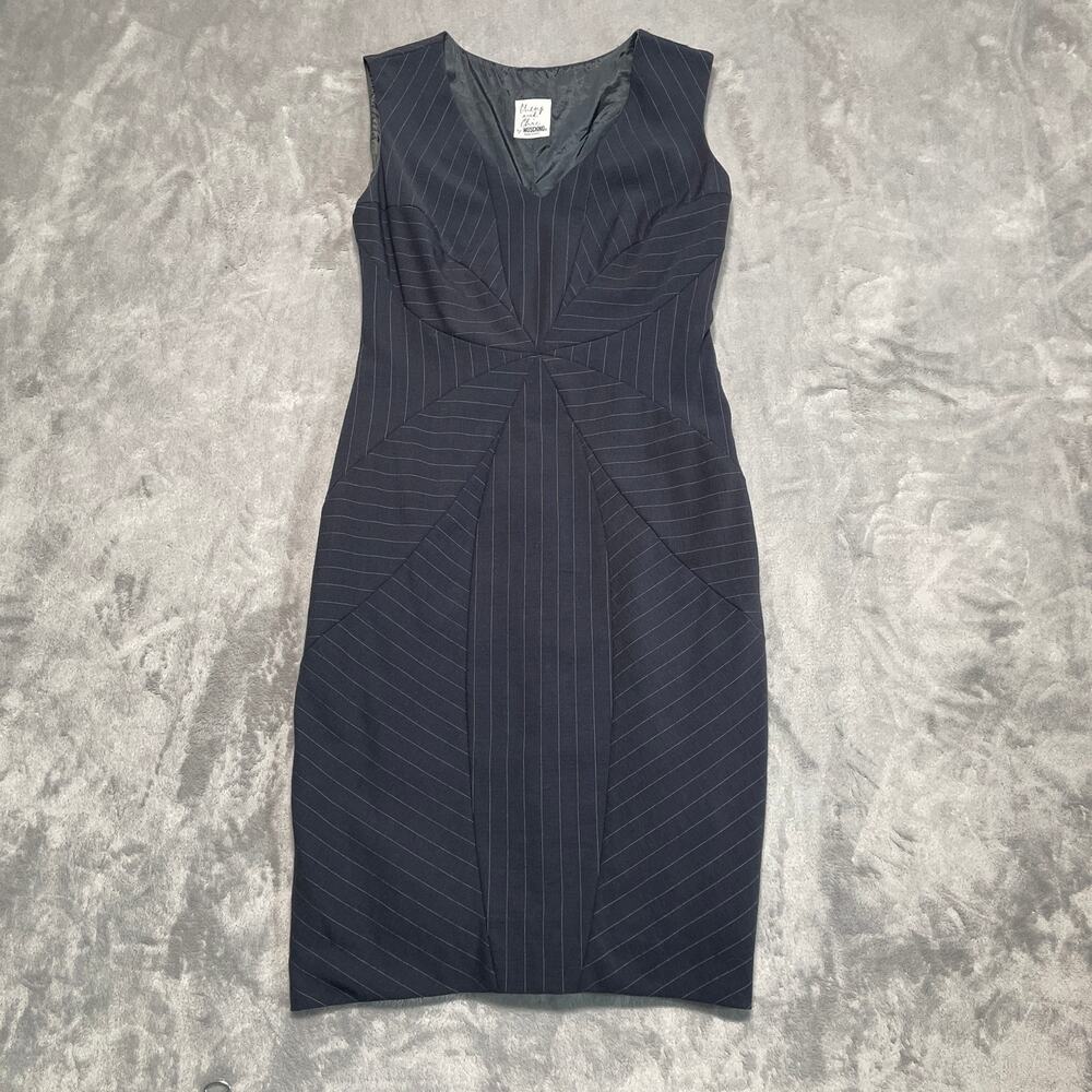 Moschino Cheap and Chic Dress Women XS Small Dark Blue Wool Blend Career Classic